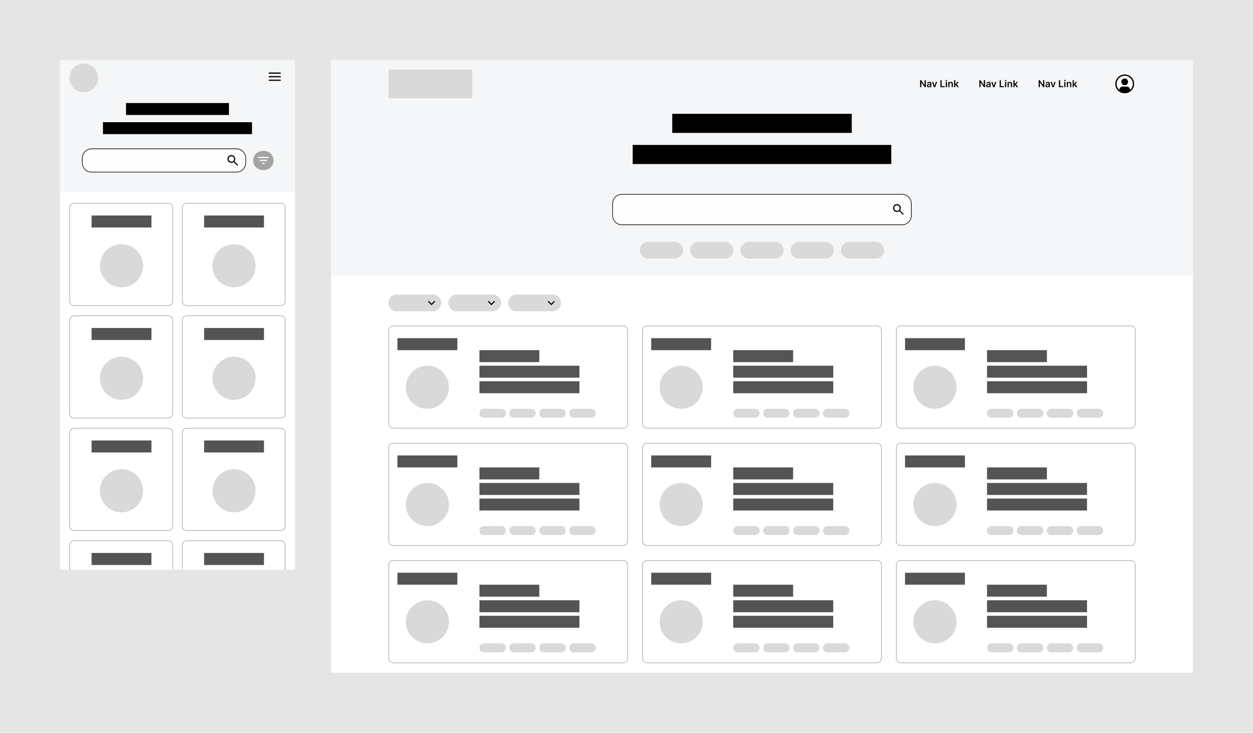 RMC wireframes - page layouts